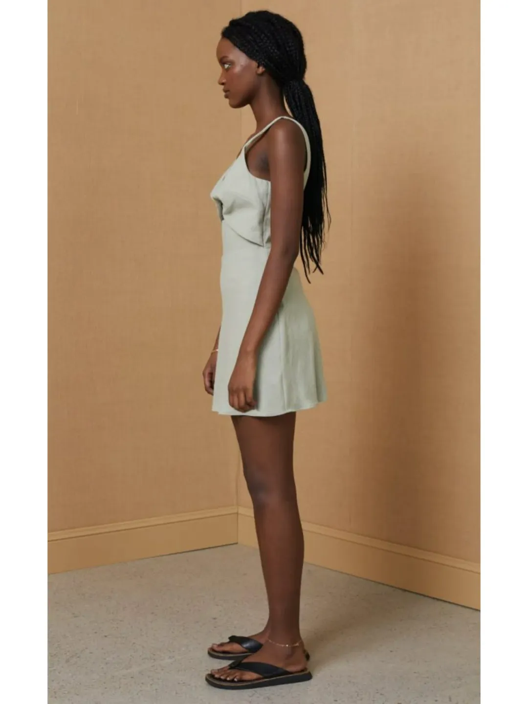 Bec & Bridge Phoebe Sleeveless Mini Dress Khaki Size AU 6 for rent on The Volte - main image
