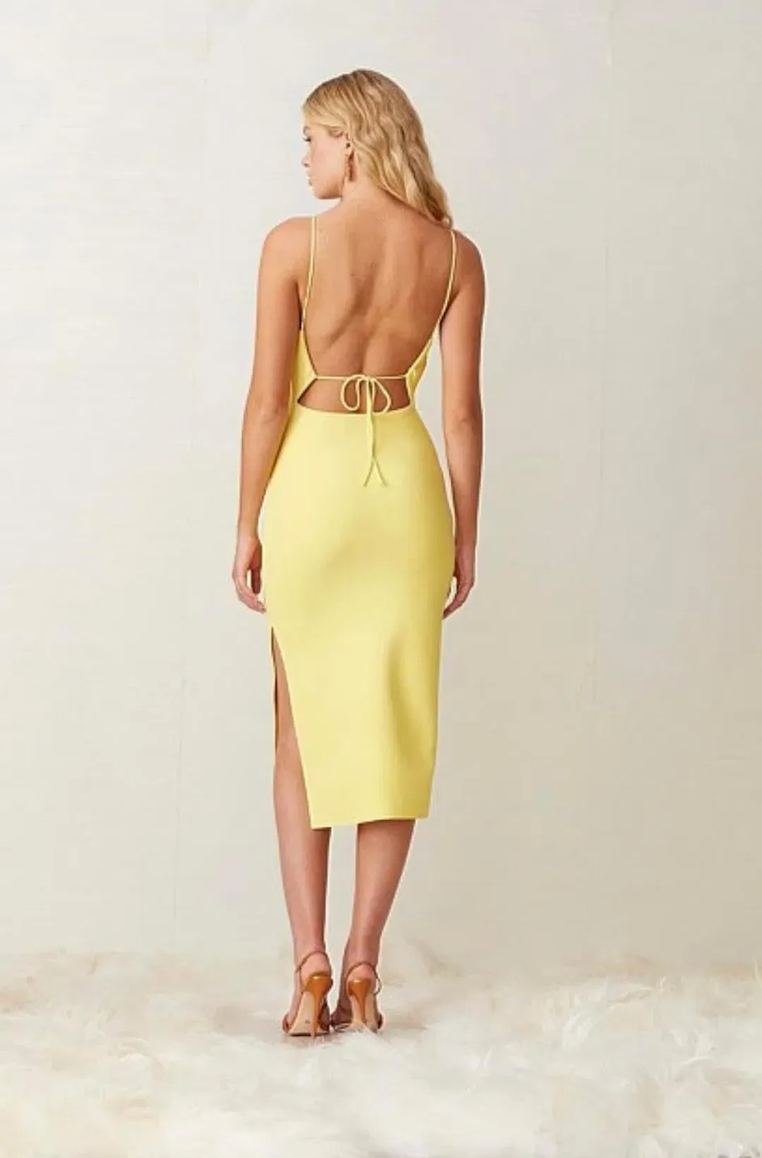 Bec & Bridge Gemma Midi Dress Yellow Size 10 for rent on The Volte - main image