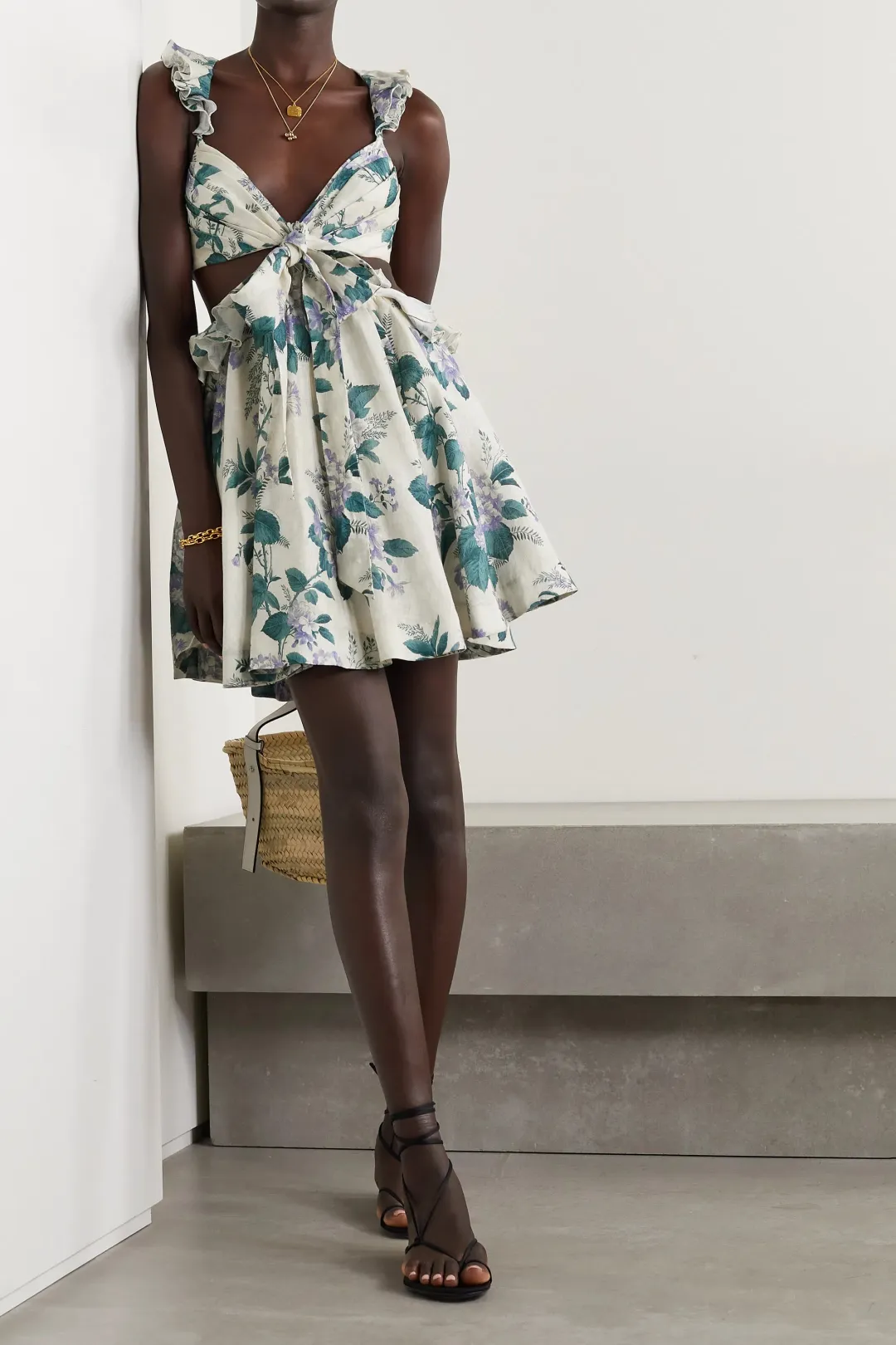 Zimmermann Cassia Ruffle Mini Dress Floral Size 1 / Au 10 for rent on The Volte - main image