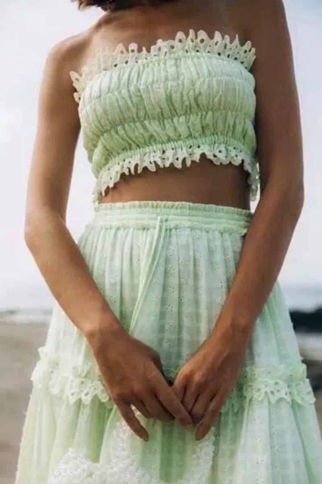 Steele Jacqui Crop and Paige Skirt Set Green Size 12 for rent on The Volte - main image