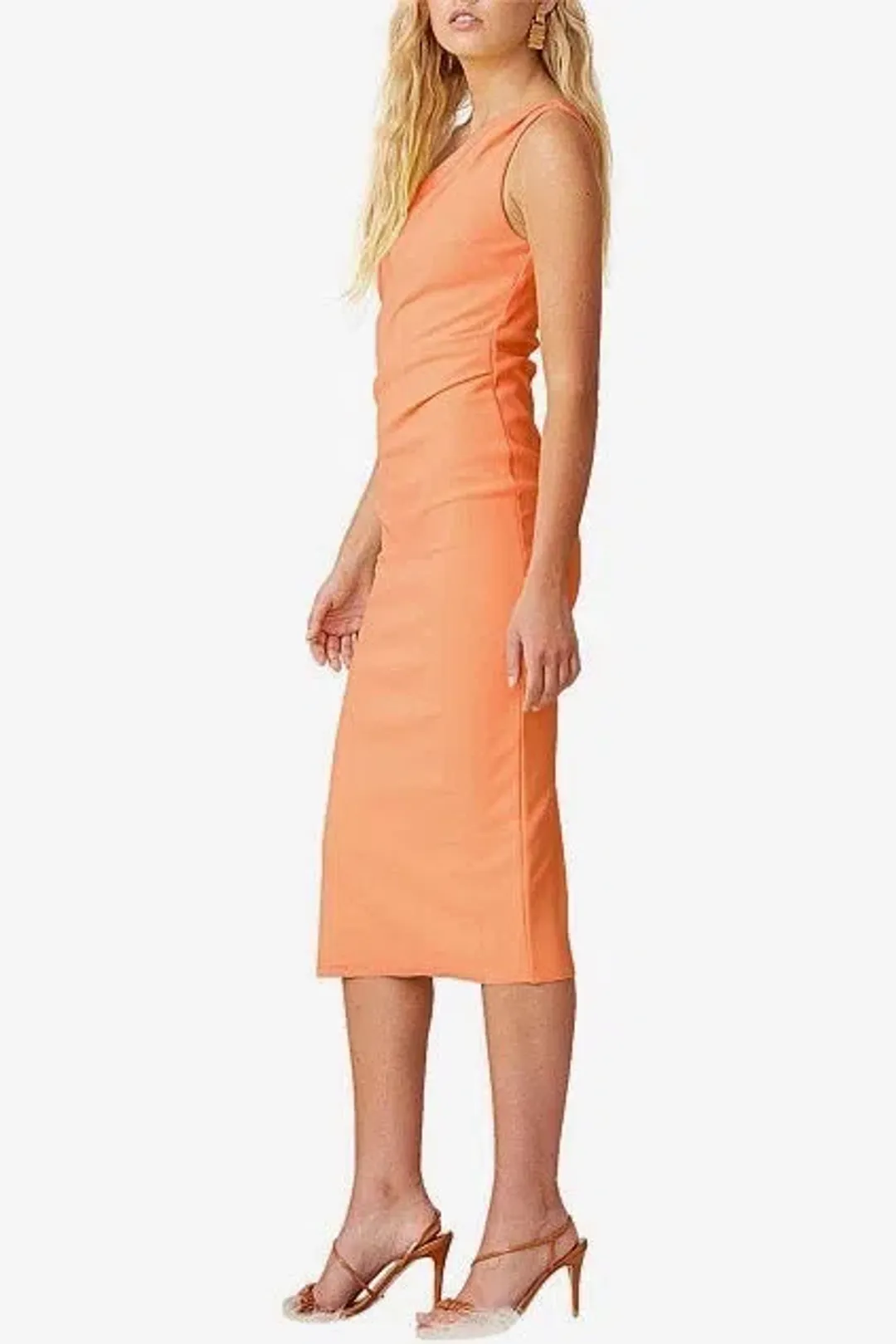 Bec and Bridge Clover Asym Midi Dress in Nectarine Orange Size 6 for rent on The Volte - main image