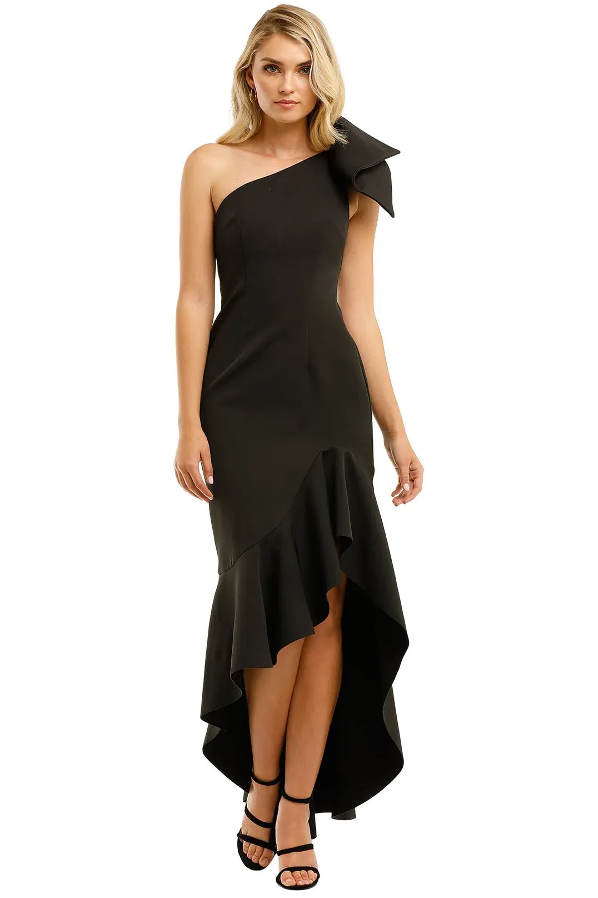 By Johnny Tie Shoulder Wave Gown Black Size 6  - Image 1