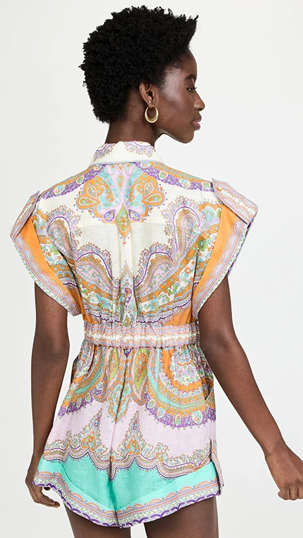 ZIMMERMANN | Lola Cuffed Playsuit in Daisy Paisley Print | Size 0 - Image 4