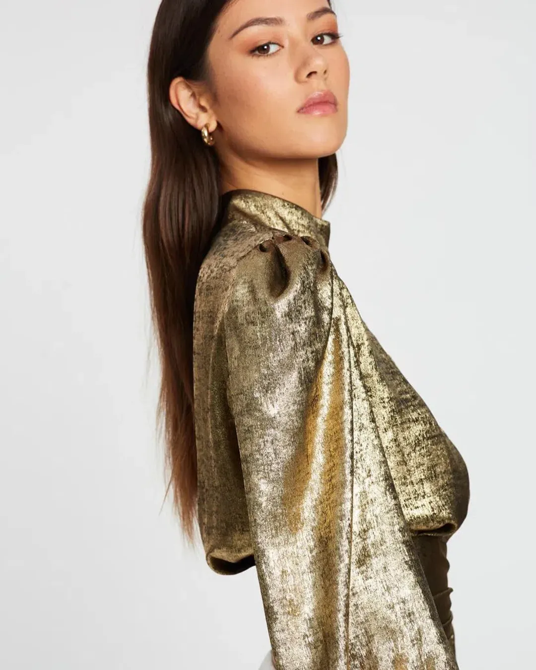 By Johnny Foil Cuffed Top Gold Size 10 for rent on The Volte - main image