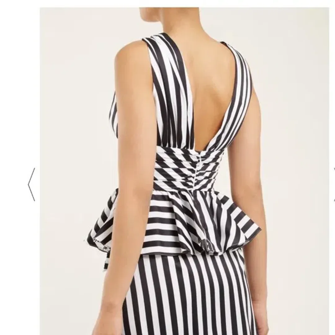 Caroline Constas Cotton Peplum Striped Top Print Size 10  for rent on The Volte - main image