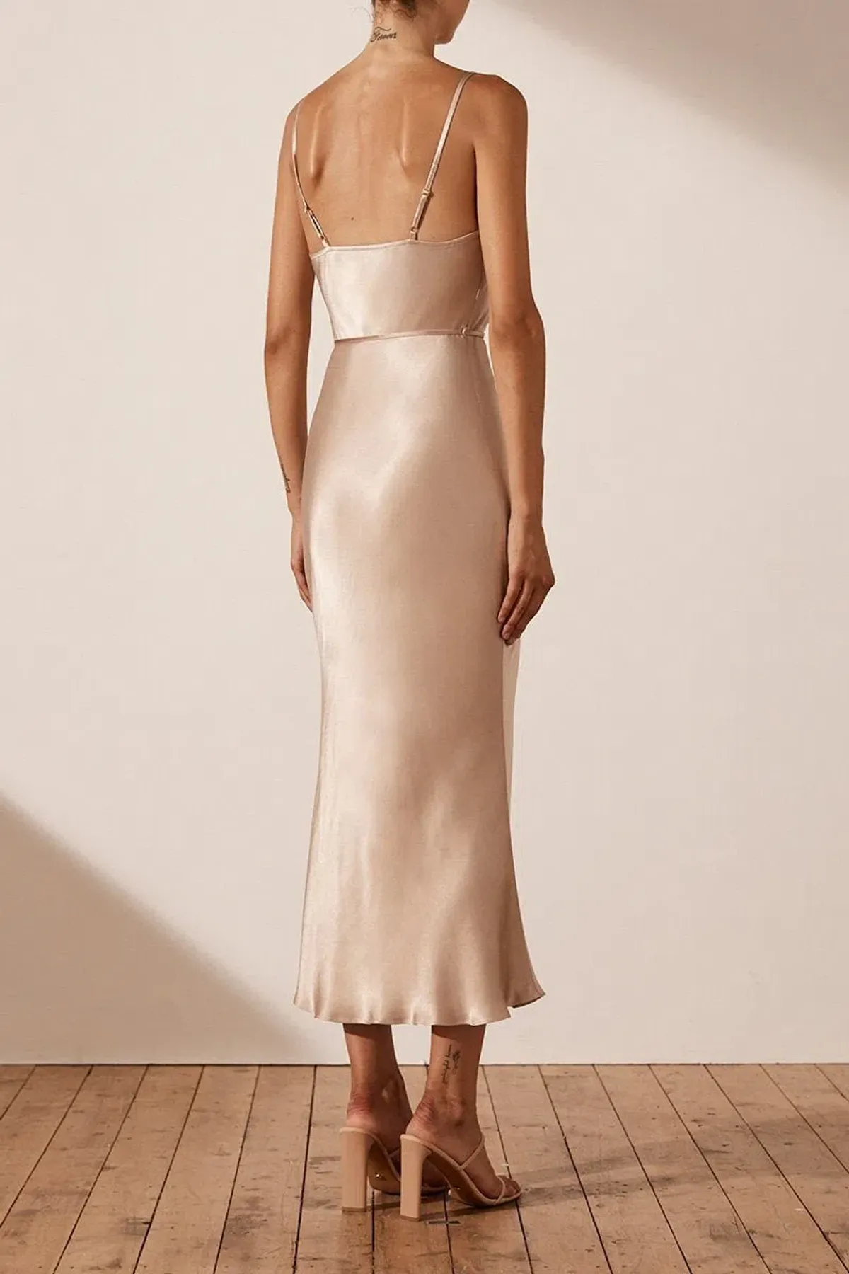 Shona Joy La Lune Cowl Bias Midi Dress Gold Size 10 - Image 2