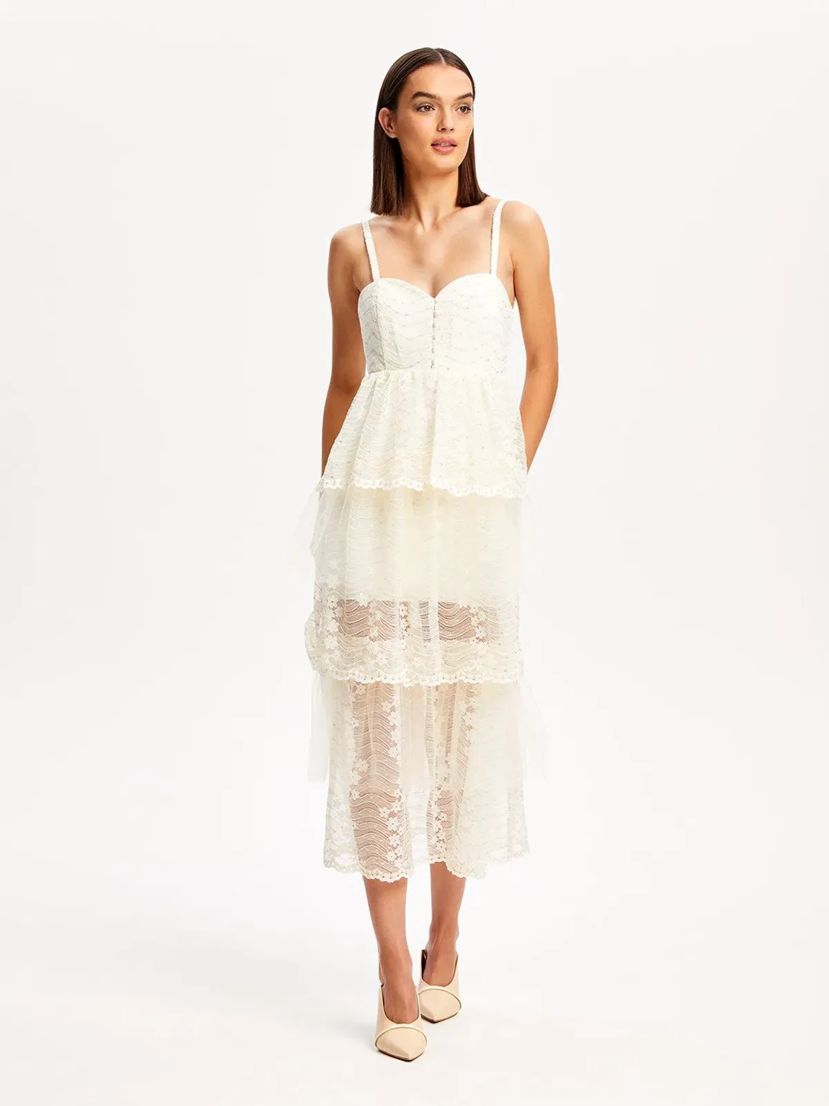 Alice McCall Creme Moonstruck Midi Dress Cream Size 8  - Image 2