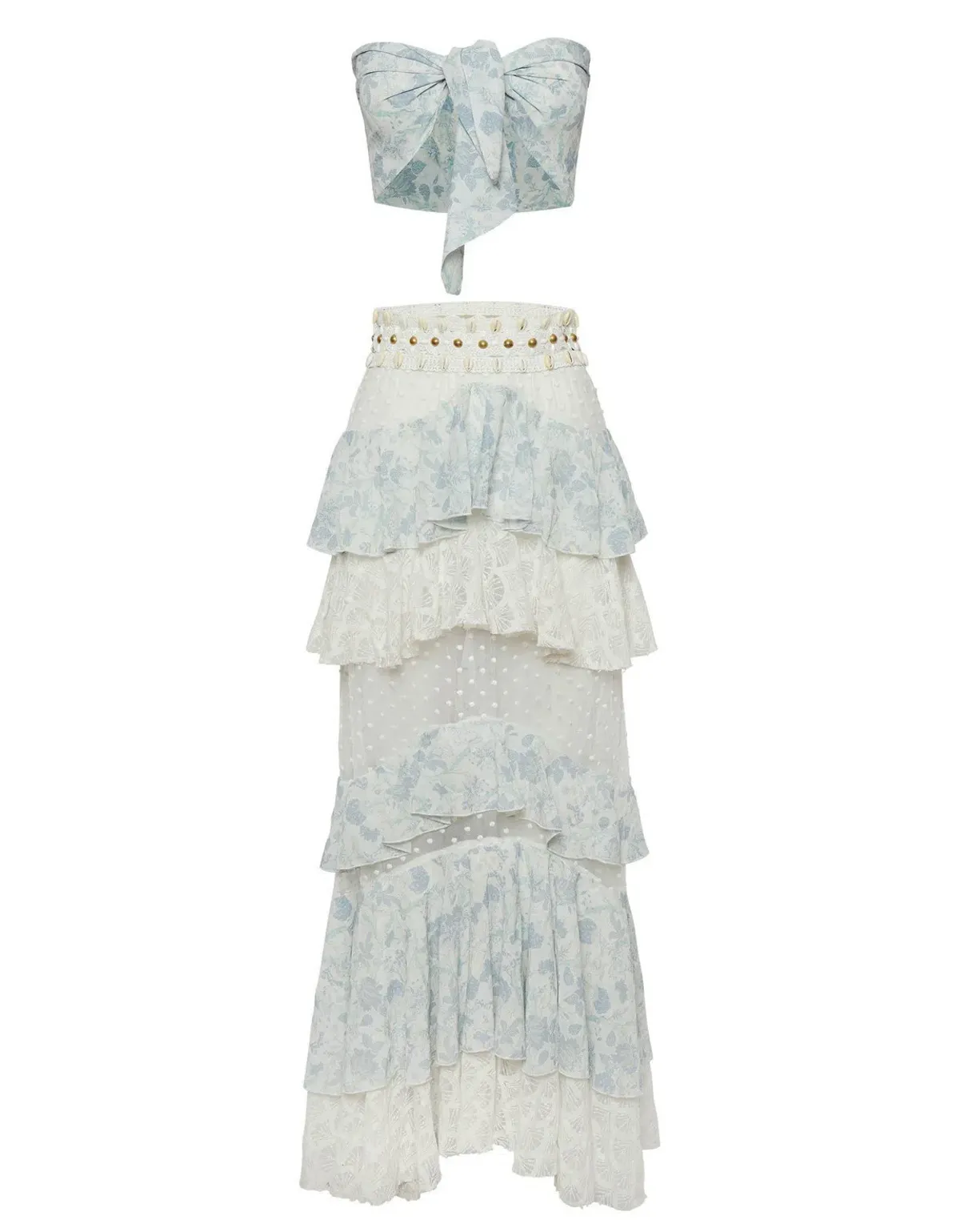 Ixiah the Label Outlaw Beaded Skirt and Bandeau Set Blue Size Small - Image 2