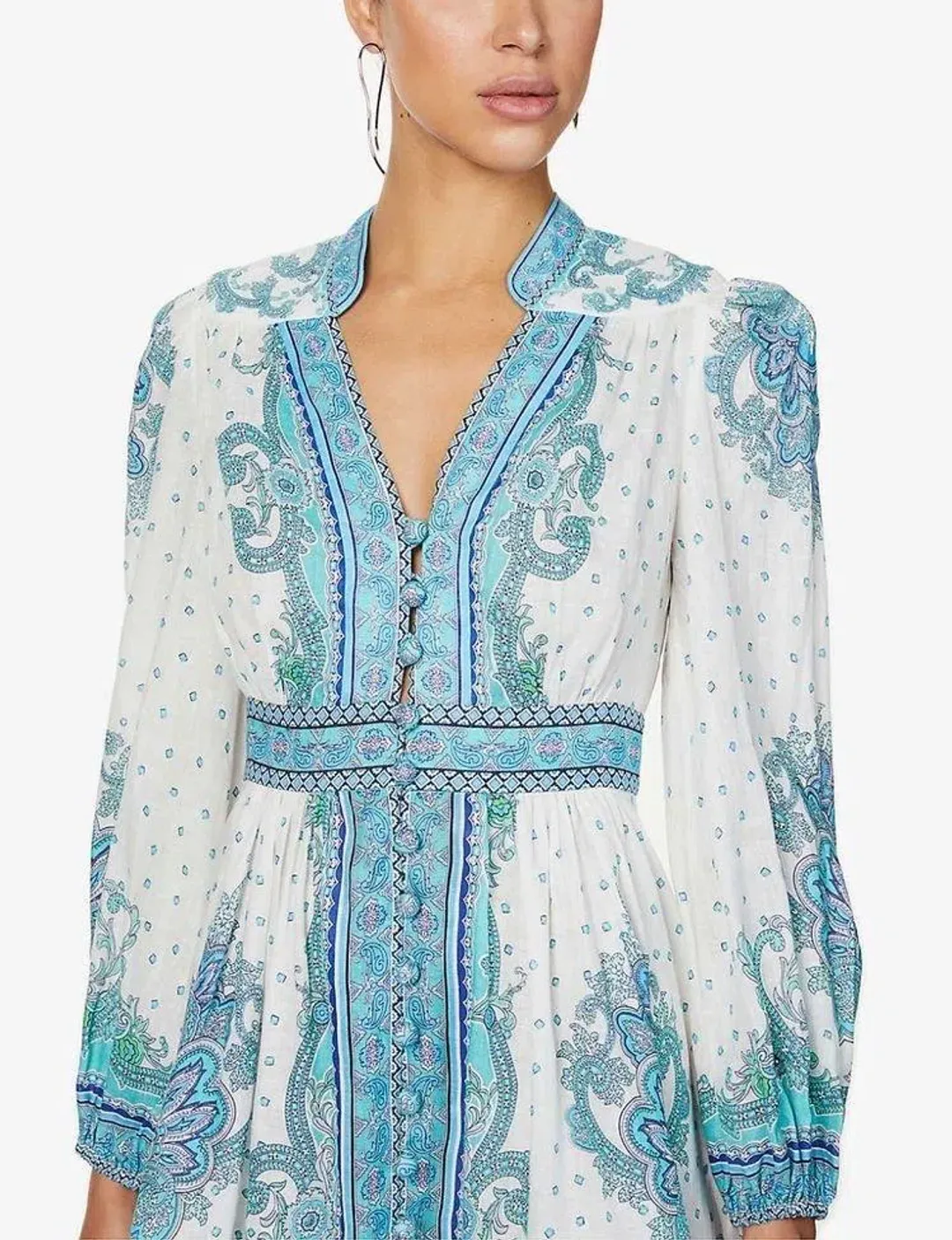 Zimmermann Bells Paisley Short Dress Blue Paisley Size 3 / Au 14 for rent on The Volte - main image
