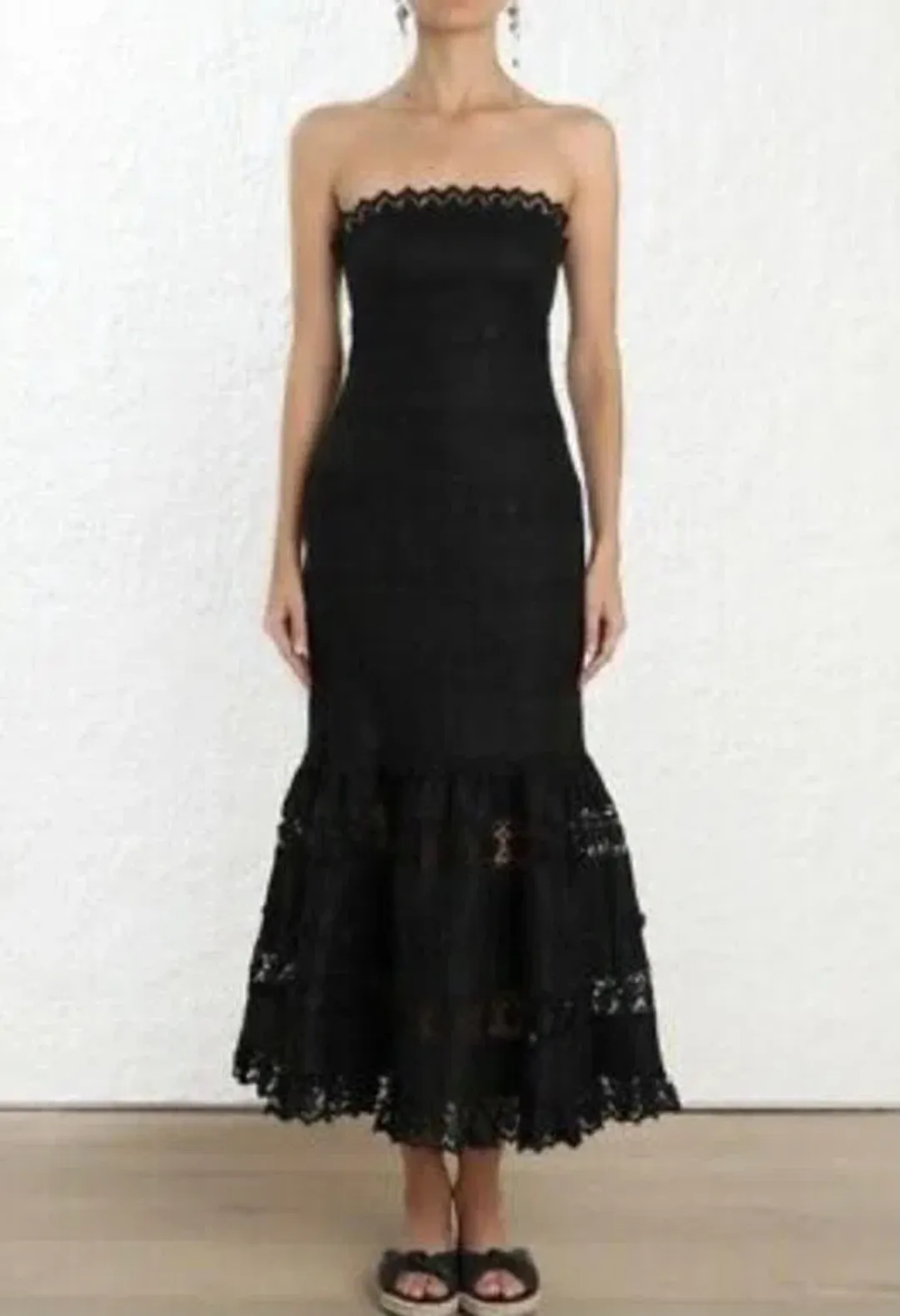 Zimmermann Black Strapless Wayfarer Panelled Dress Size 3 for rent on The Volte - main image