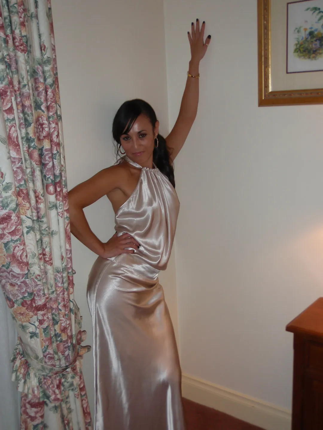 Sheike Satin Halter Maxi Dress Cream Size 6 for rent on The Volte - main image