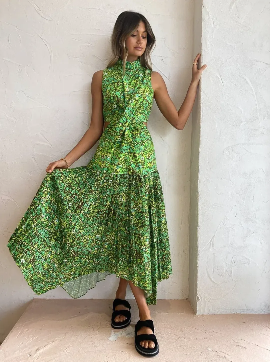 Alemais Phyllis Twist Front Dress Print Size 6 for rent on The Volte - main image