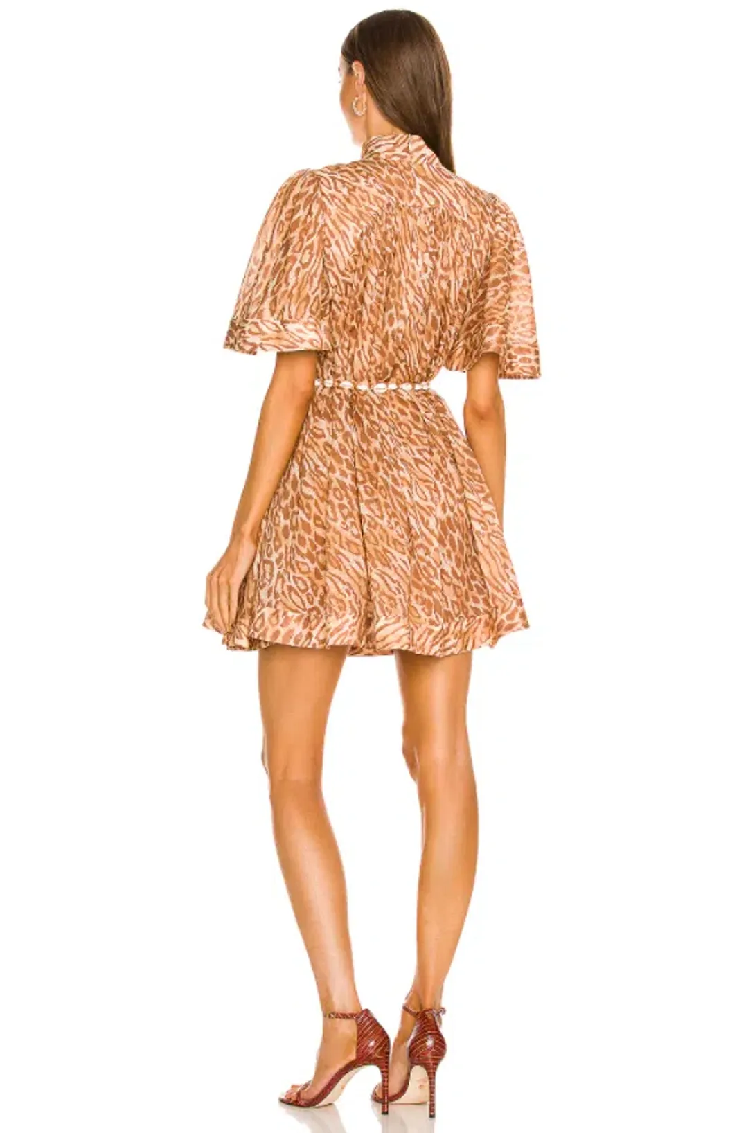 Zimmermann Tropicana Flutter Sleeve Mini Dress Leopard Print Size 6 for rent on The Volte - main image