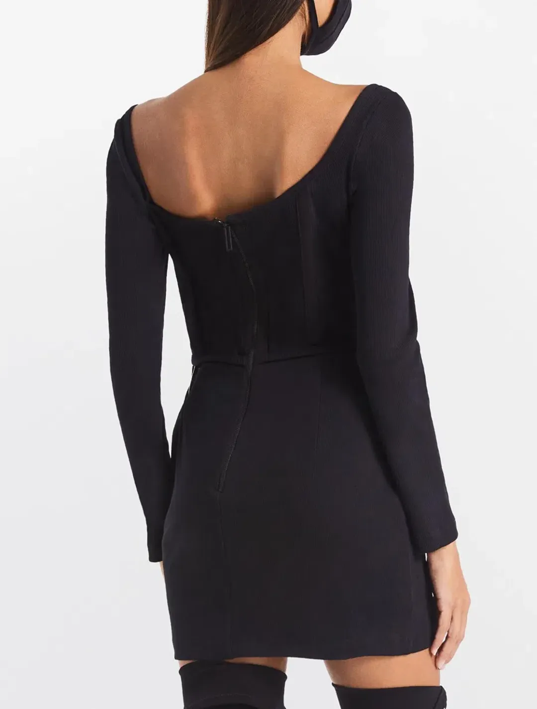 Dion Lee Rib Corset Mini Dress Black Size 6 for rent on The Volte - main image