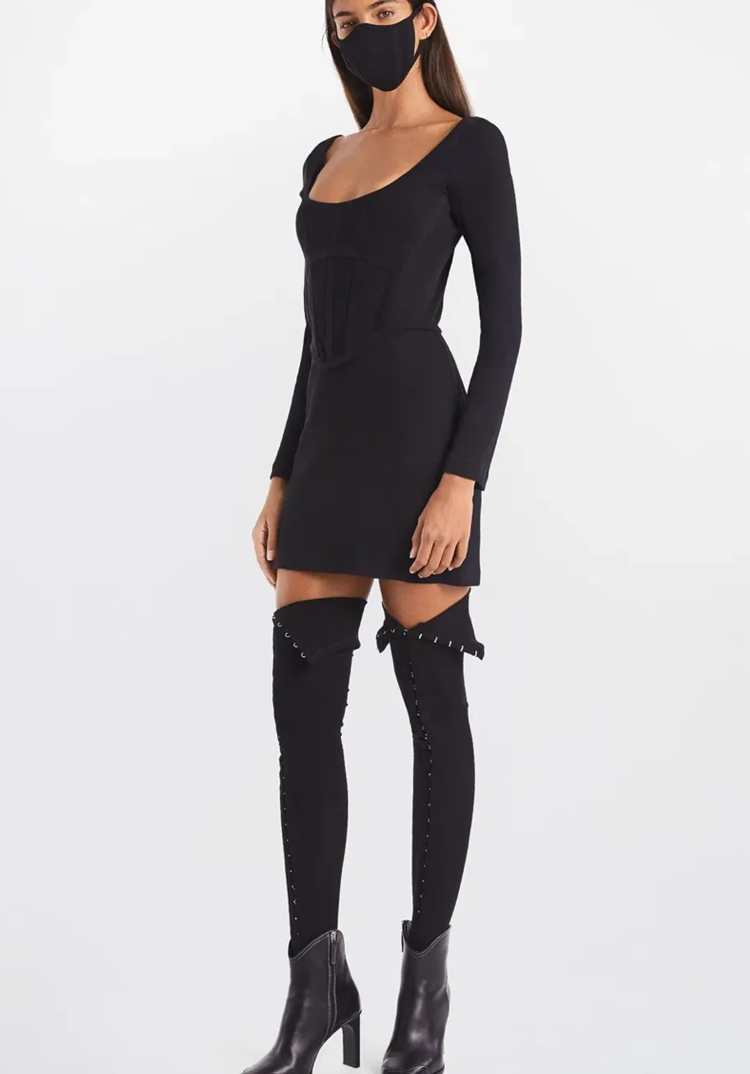 Dion Lee Rib Corset Mini Dress Black Size 6 for rent on The Volte - main image