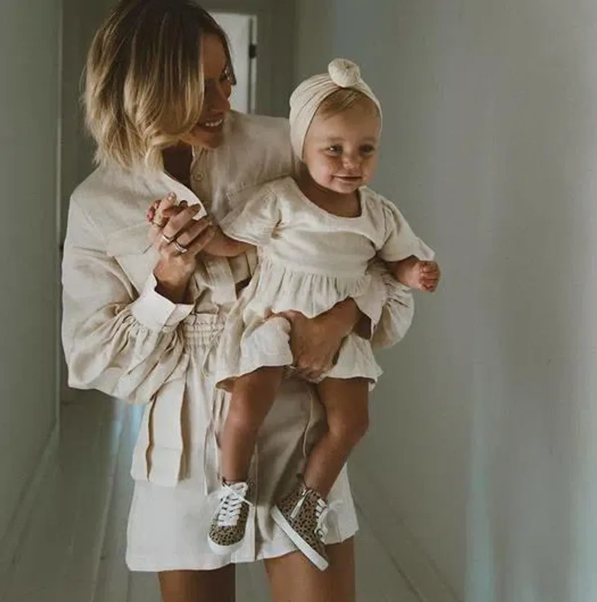 Shona Joy Ellington Linen Balloon Sleeve Mini Dress Cream Size 8 - Image 5