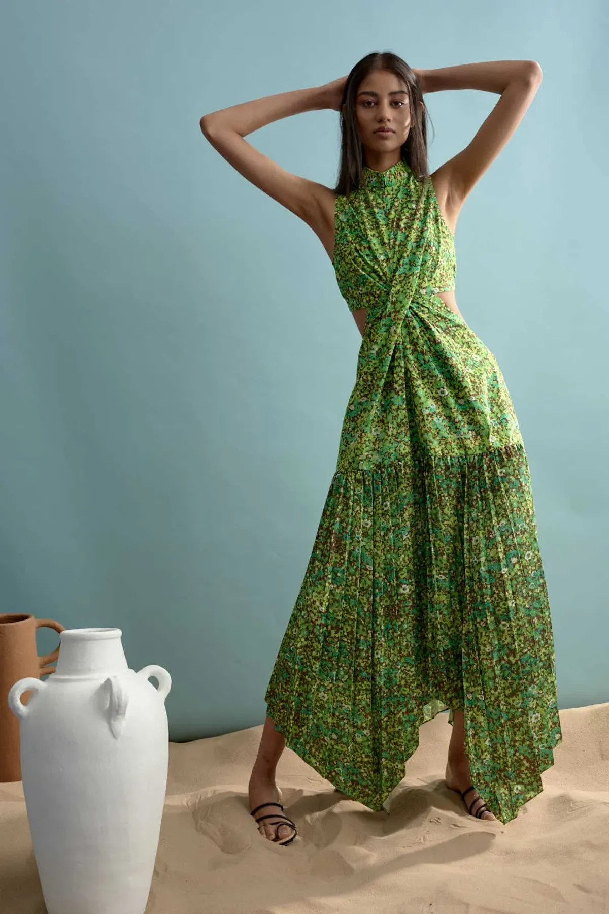 Alemais Phyllis Twist Front Pleat Dress Print Size 12 - Image 6