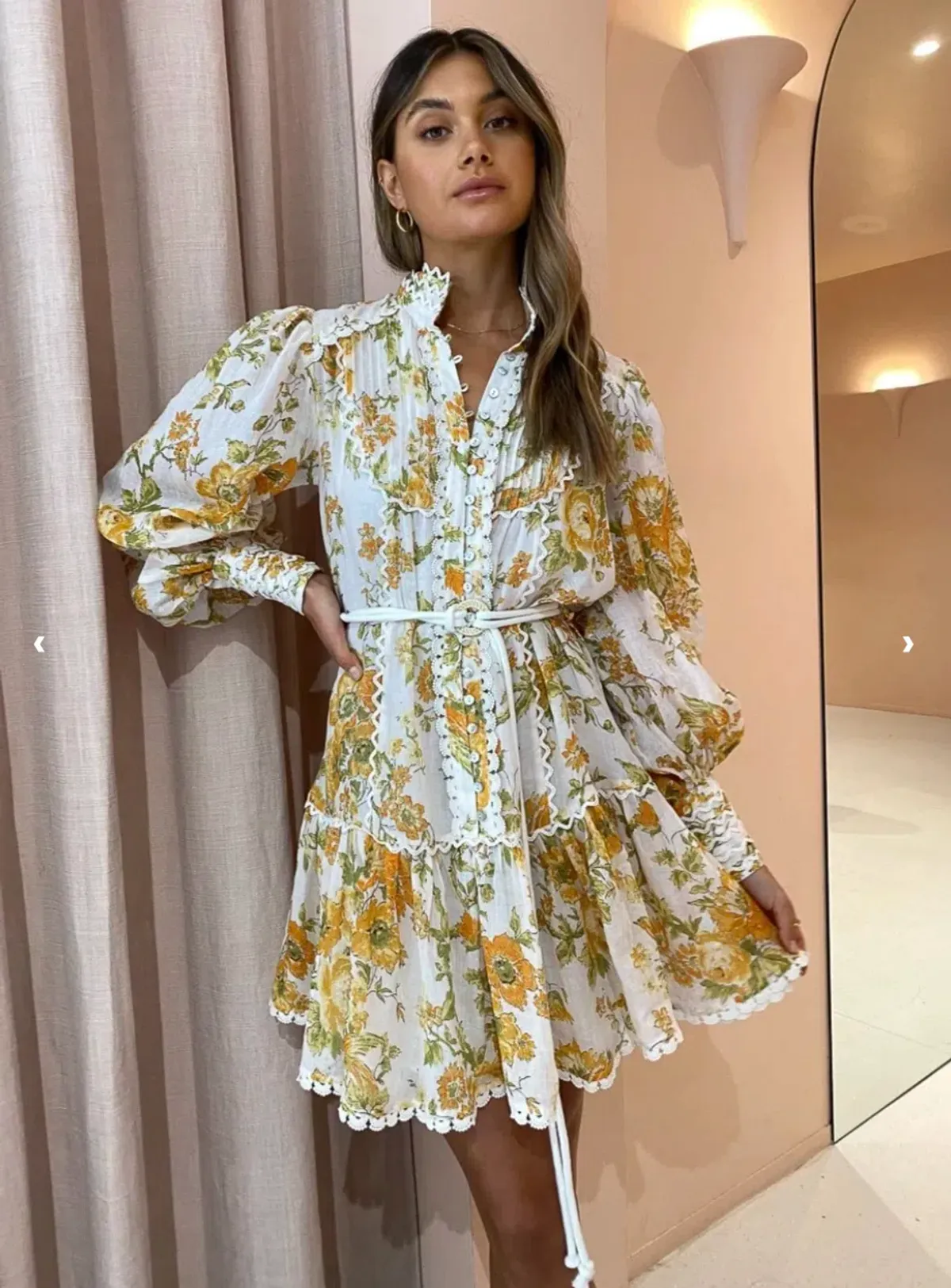 Alemais Songbird Mini Dress Print Yellow Size 8 - Image 2