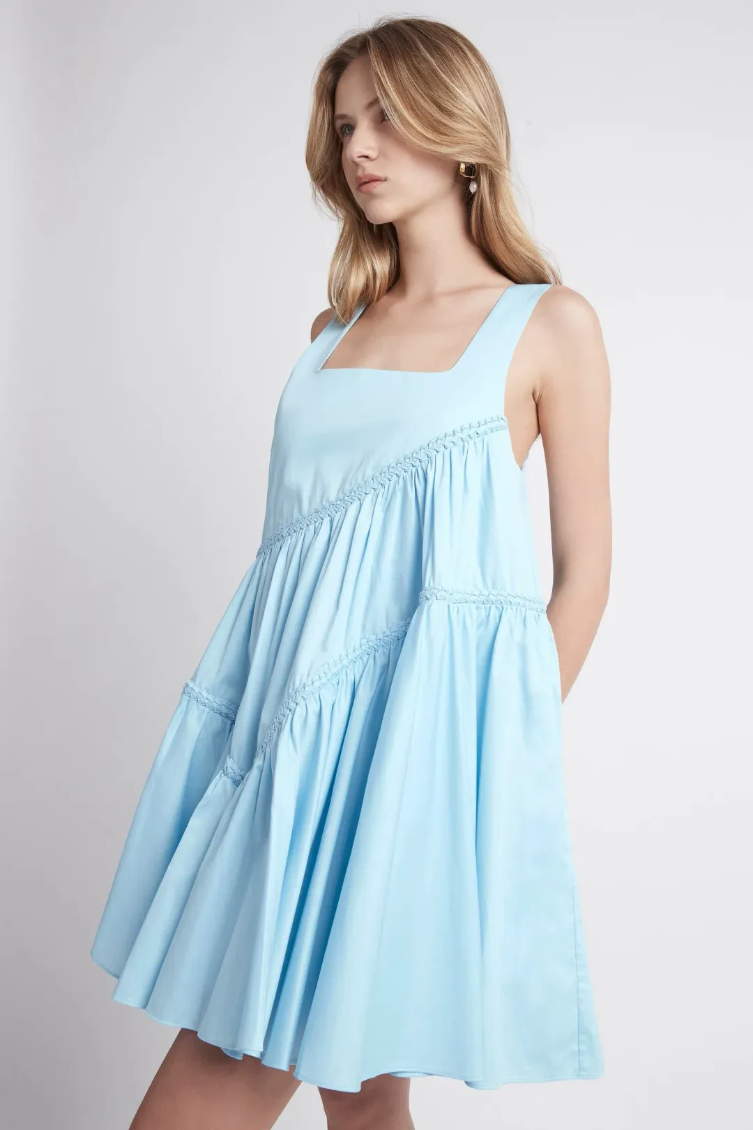 Aje Casabianca Sleeveless Braided Dress Blue Size 4 for rent on The Volte - main image