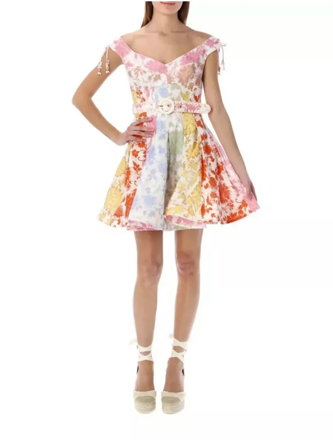 Zimmermann Postcard Spliced Mini Dress Spliced Tonal Floral Size 2 /Au 12 for rent on The Volte - main image