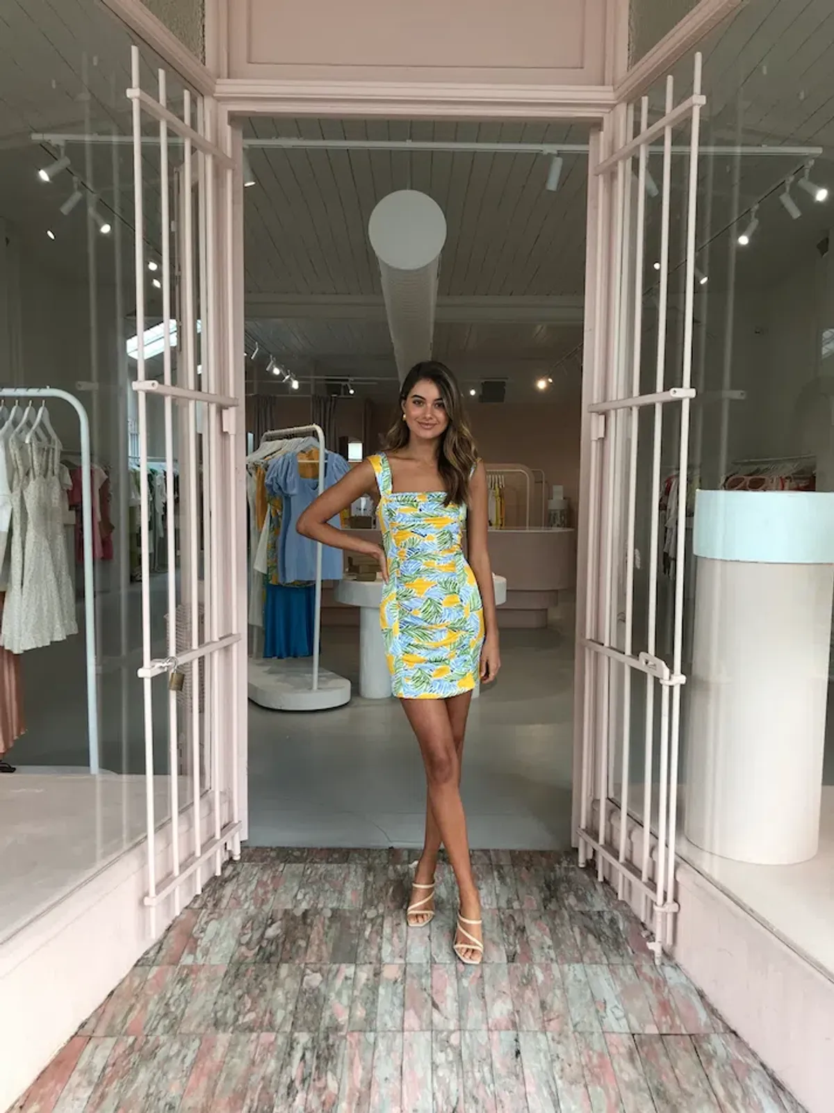 Bec & Bridge Palm Paradise Mini Dress Print Size AU 6 - Image 1