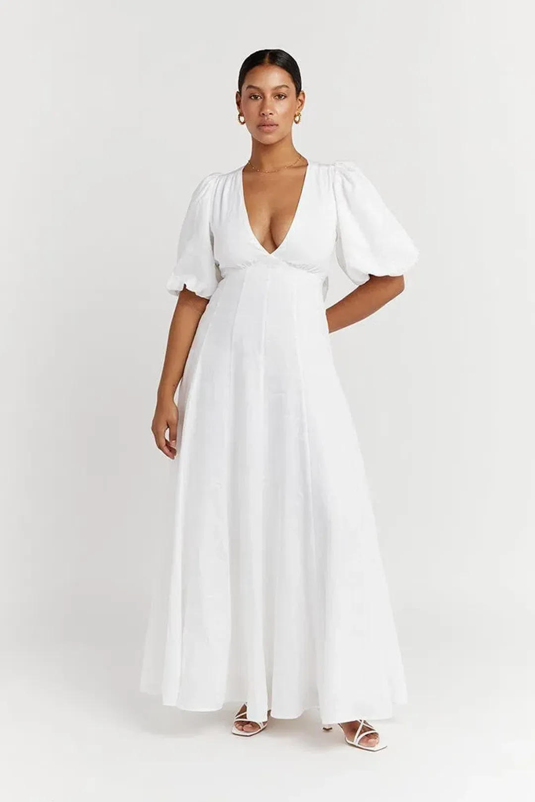 Dissh Aisle Linen Backless Dress White Size 8 for rent on The Volte - main image