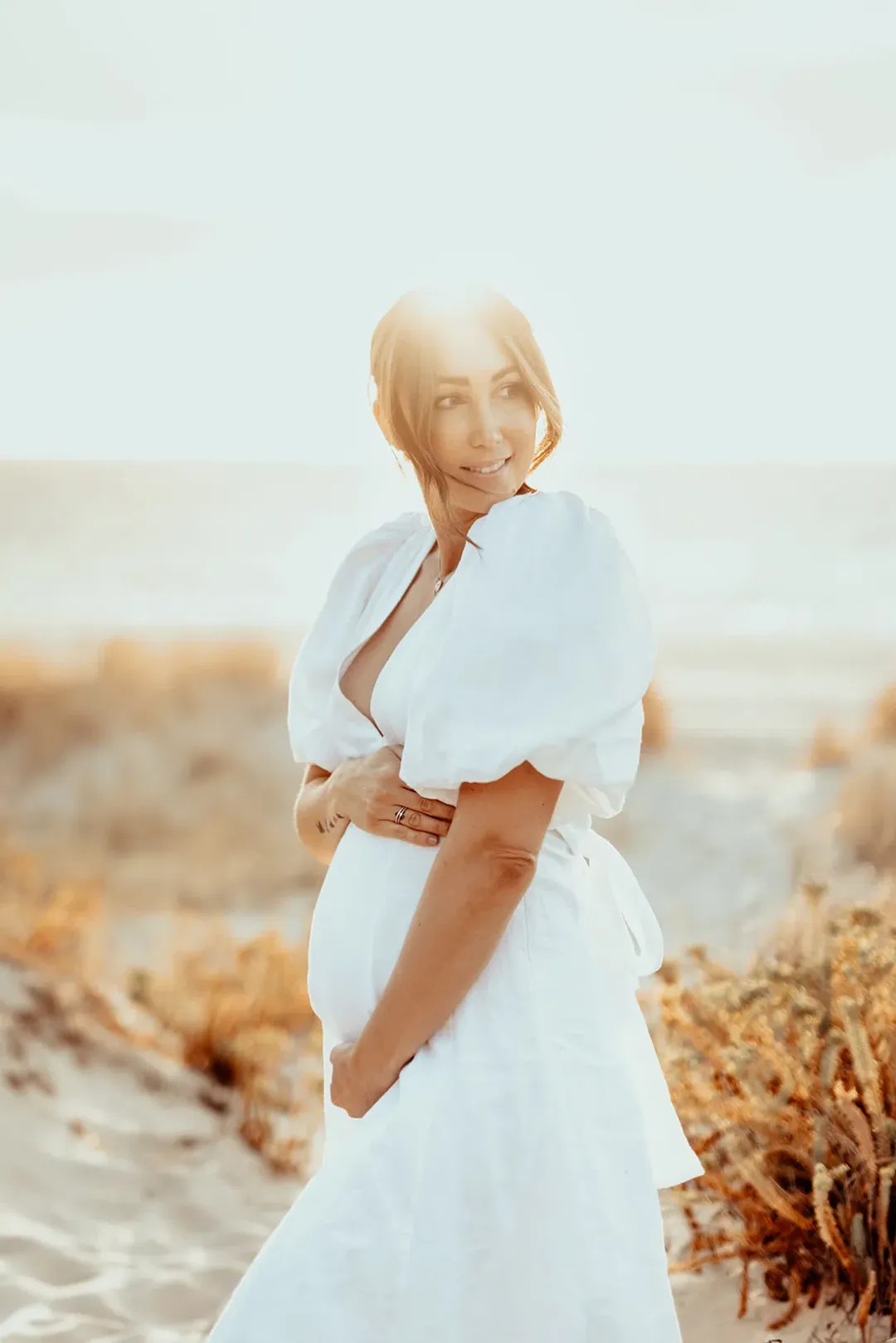 Dissh Aisle Linen Backless Dress White Size 8 for rent on The Volte - main image