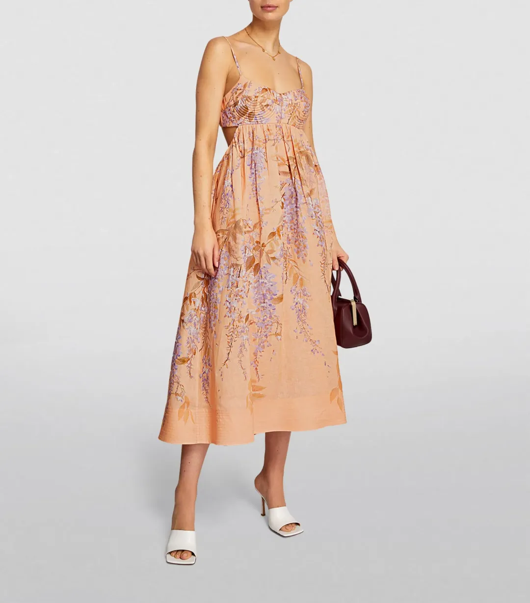 Zimmermann Rosa Bralette Midi Dress Lilac Wisteria Floral Size 0 / AU 8 for rent on The Volte - main image