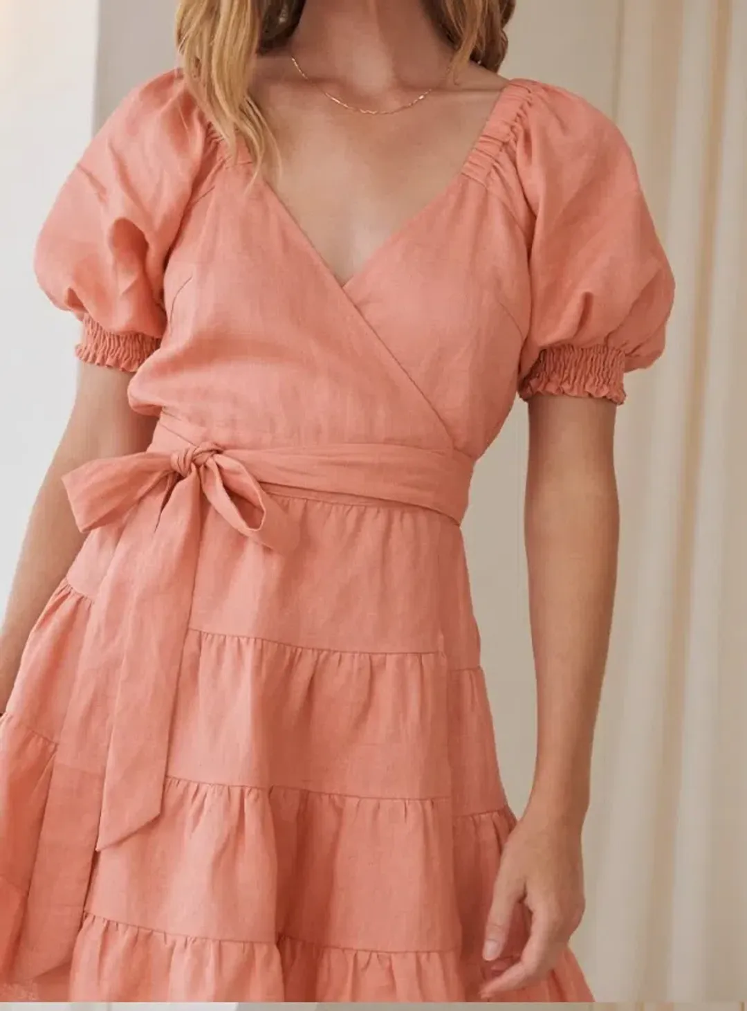 Kivari Alice Wrap Mini Dress Orange Size 12 for rent on The Volte - main image