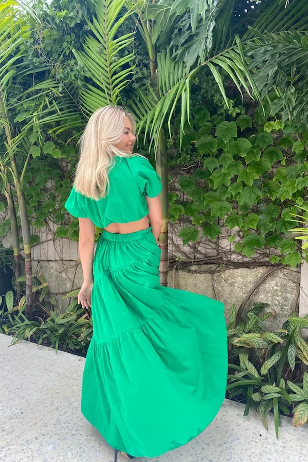 SWF Revive Cropped Tee and Tiered Skirt Set Green Size 8 for rent on The Volte - main image