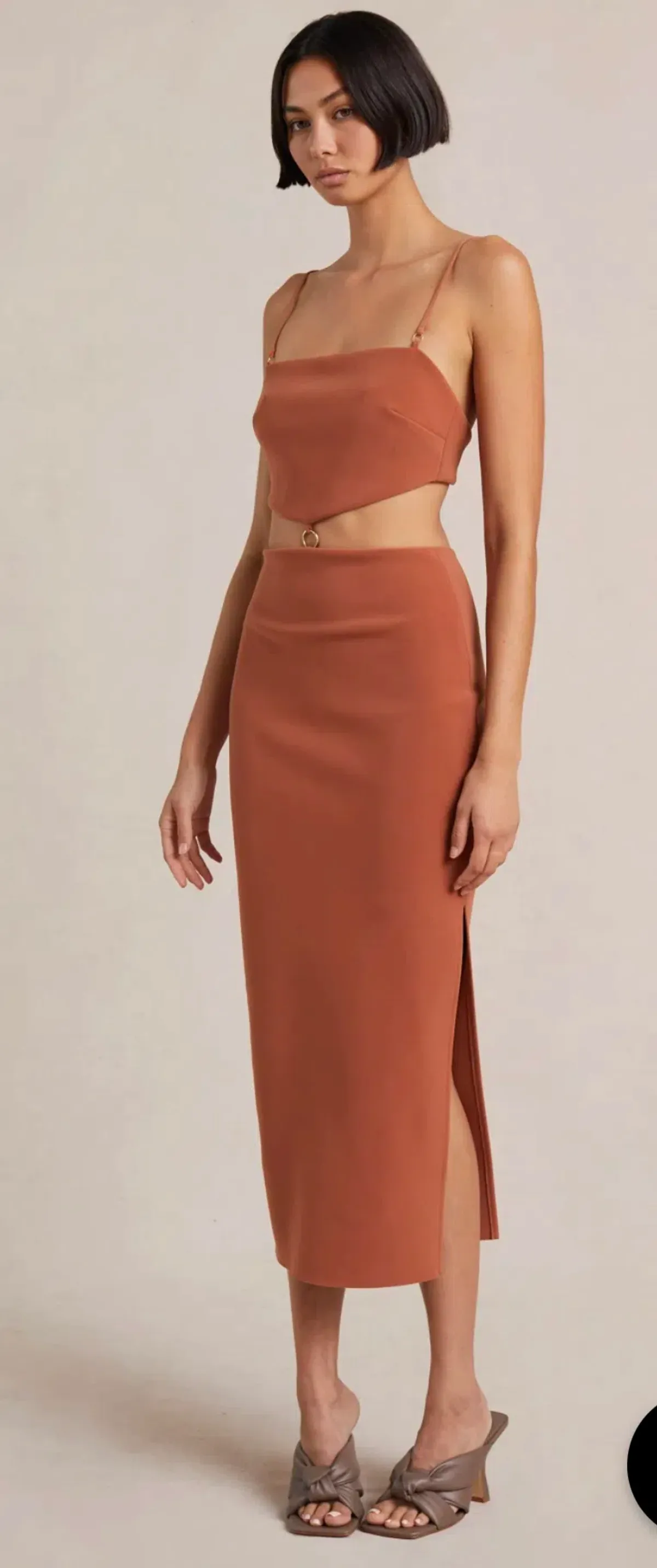 Bec and Bridge Alba Cut Out Midi Dress Brown Size 10 - Image 3