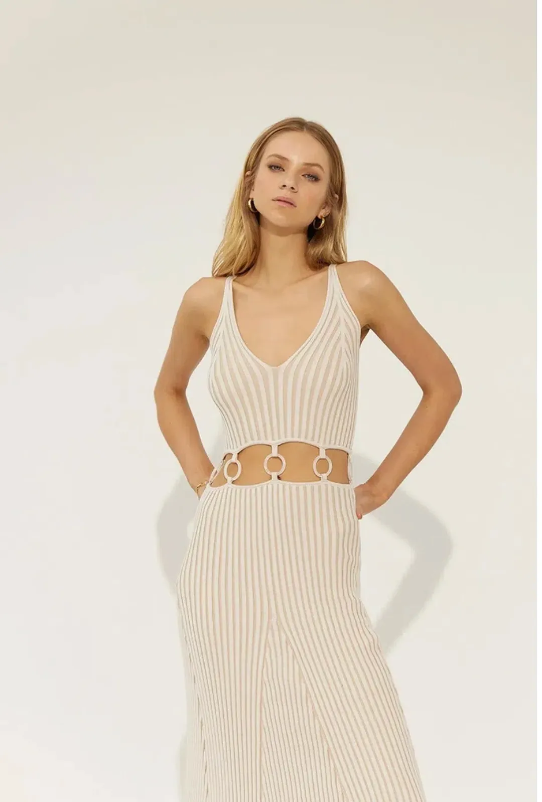 Sovere Emerge Knit Dress in Chai Latte Beige Size 8 for rent on The Volte - main image