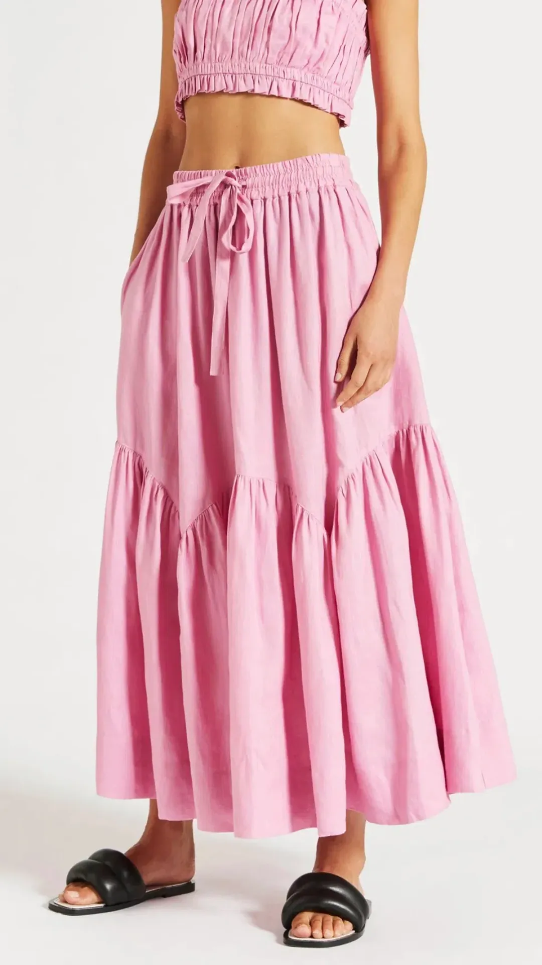 Lee Mathews Ali Top and Maxi Skirt Set Pink Size 10 for rent on The Volte - main image