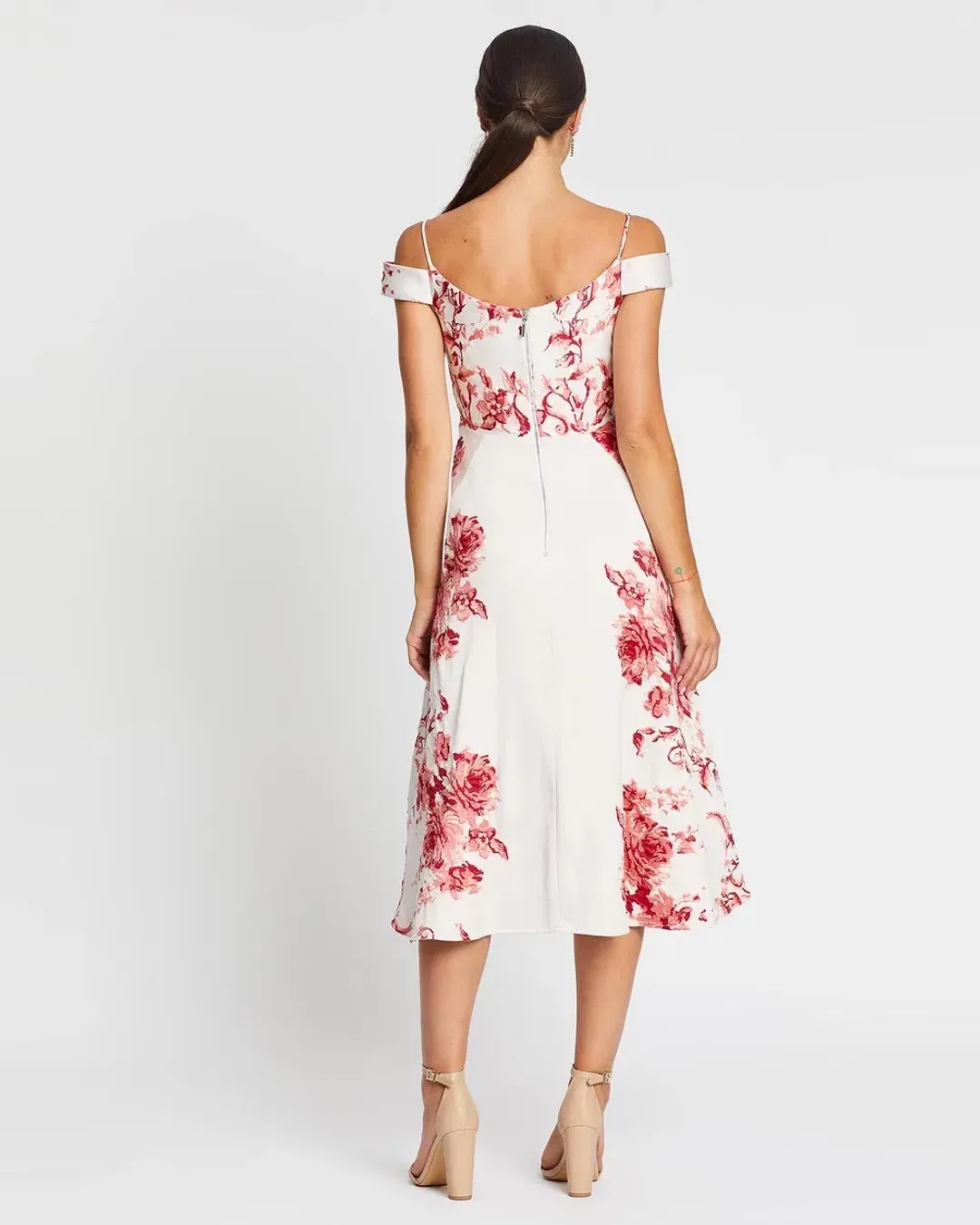 Nicola Finetti Emilia High Low Dress in Pink Roses Size 8 for rent on The Volte - main image