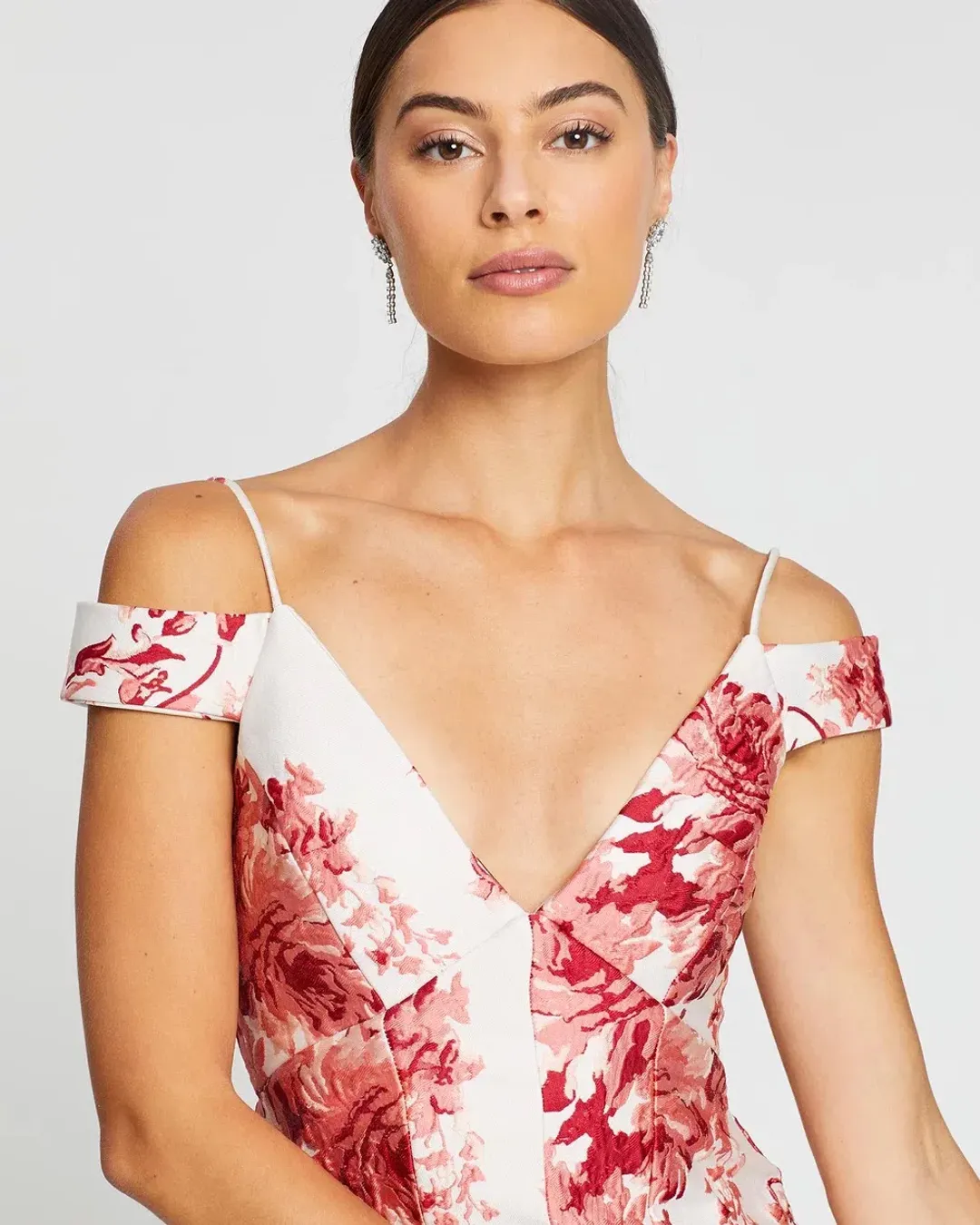 Nicola Finetti Emilia High Low Dress in Pink Roses Size 8 for rent on The Volte - main image