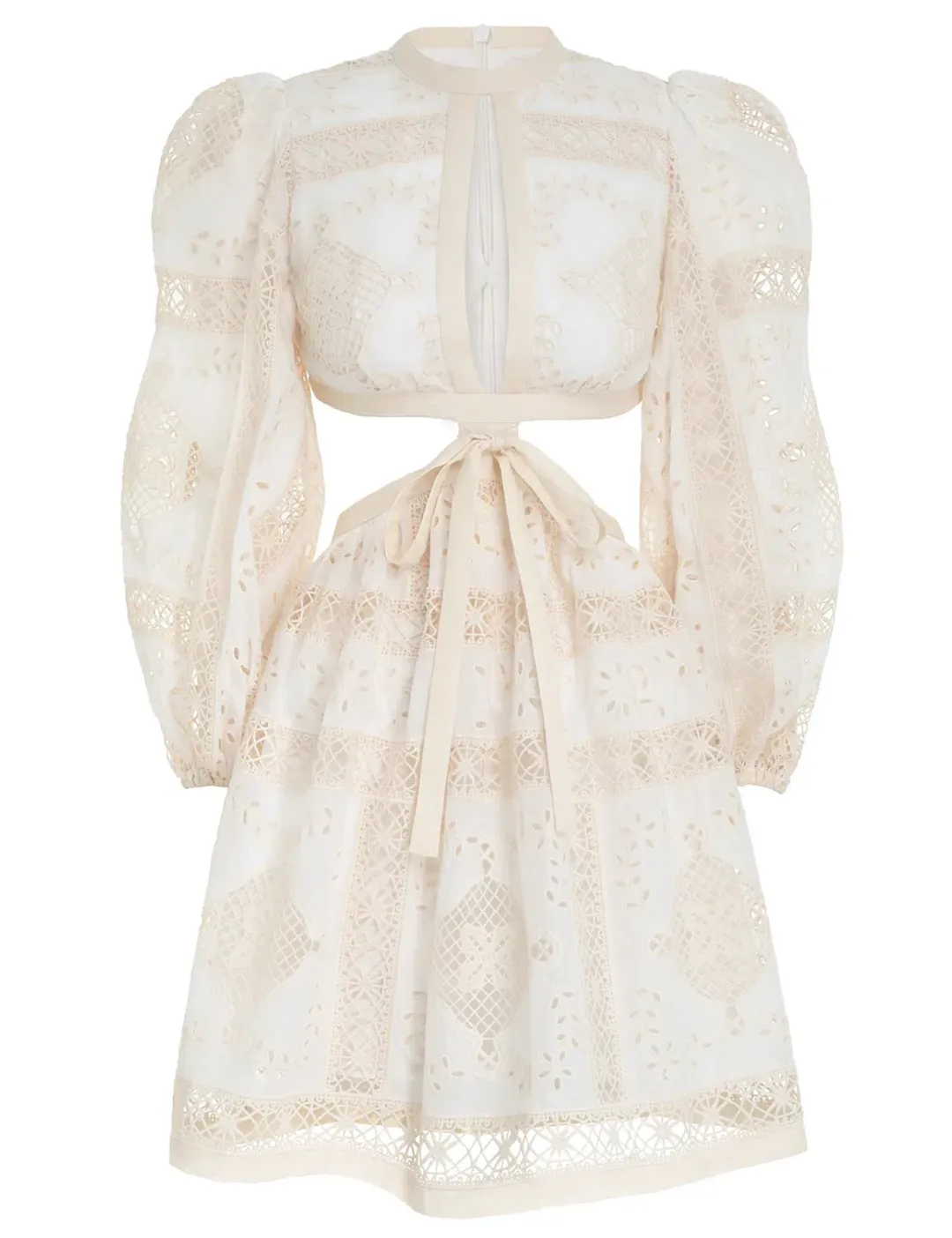 Zimmermann Aliane Embroidered Short Dress Ivory Size 0 / AU 8 for rent on The Volte - main image