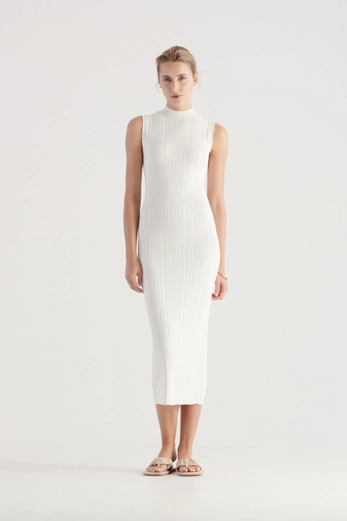 Elka Collective Pillar Knit Dress White Size 10 - Image 3