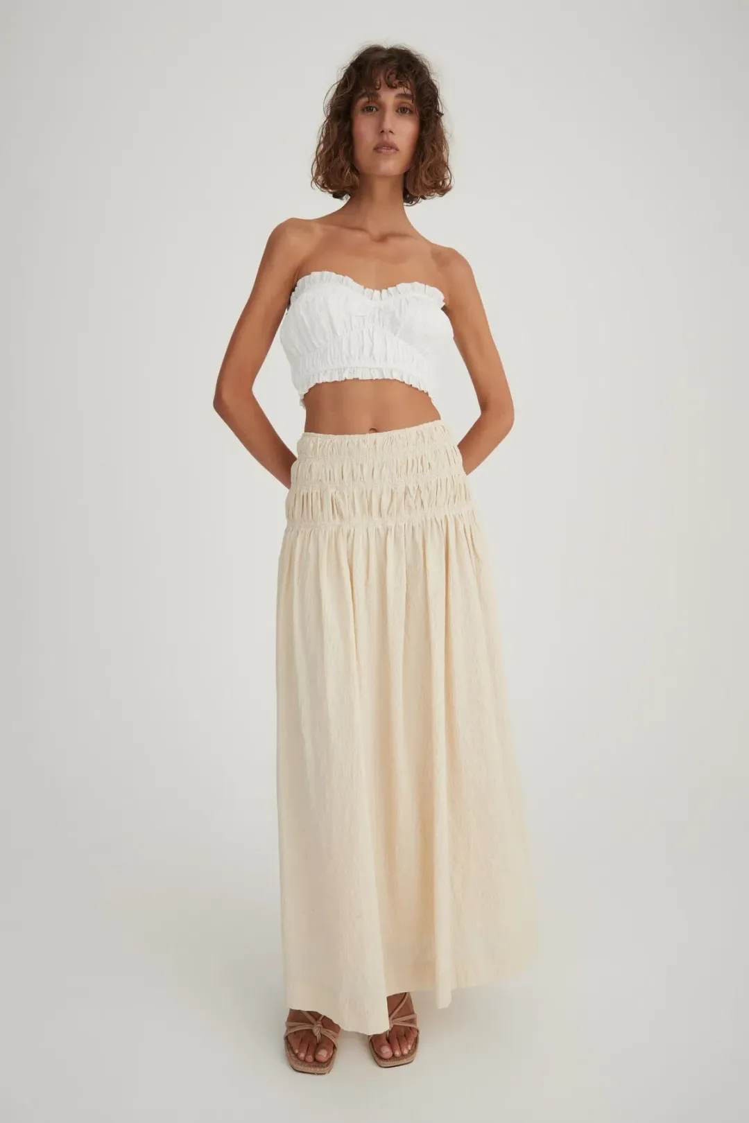 Hansen and Gretel Tully Top & Costello Skirt Set Beige Size 8  for rent on The Volte - main image