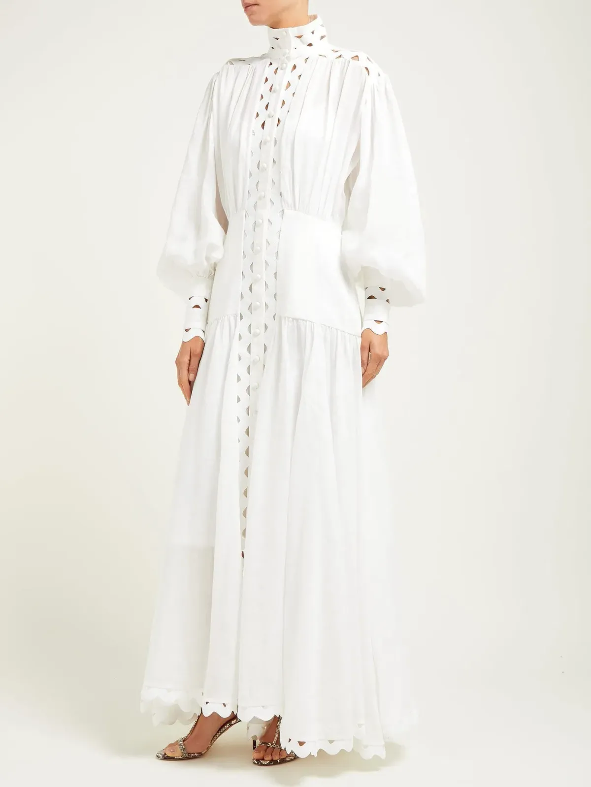 Zimmermann Zippy High Neck Cut Out Maxi Dress White Size 0 / AU 8 - Image 1