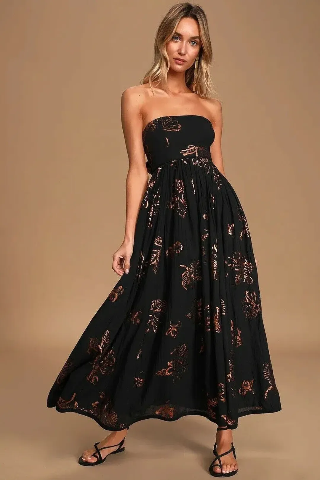 Free People Baja Babe Midi Dress Black Size 10 for rent on The Volte - main image