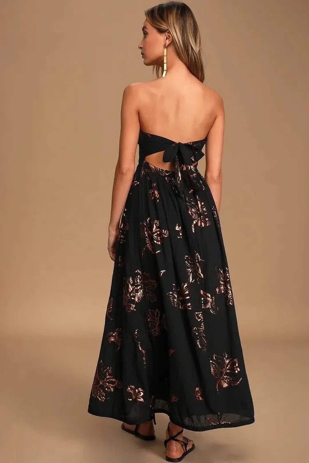 Free People Baja Babe Midi Dress Black Size 10 for rent on The Volte - main image