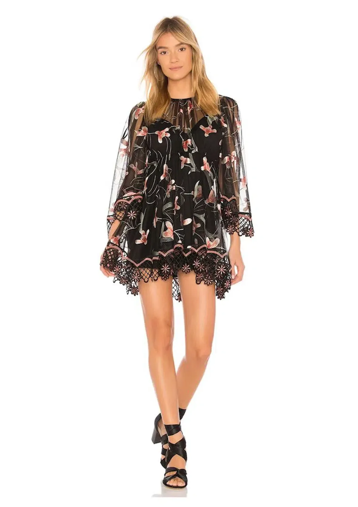 Alice McCall  Wish You Were Here Mini Dress Black Floral Size 10 - Image 1