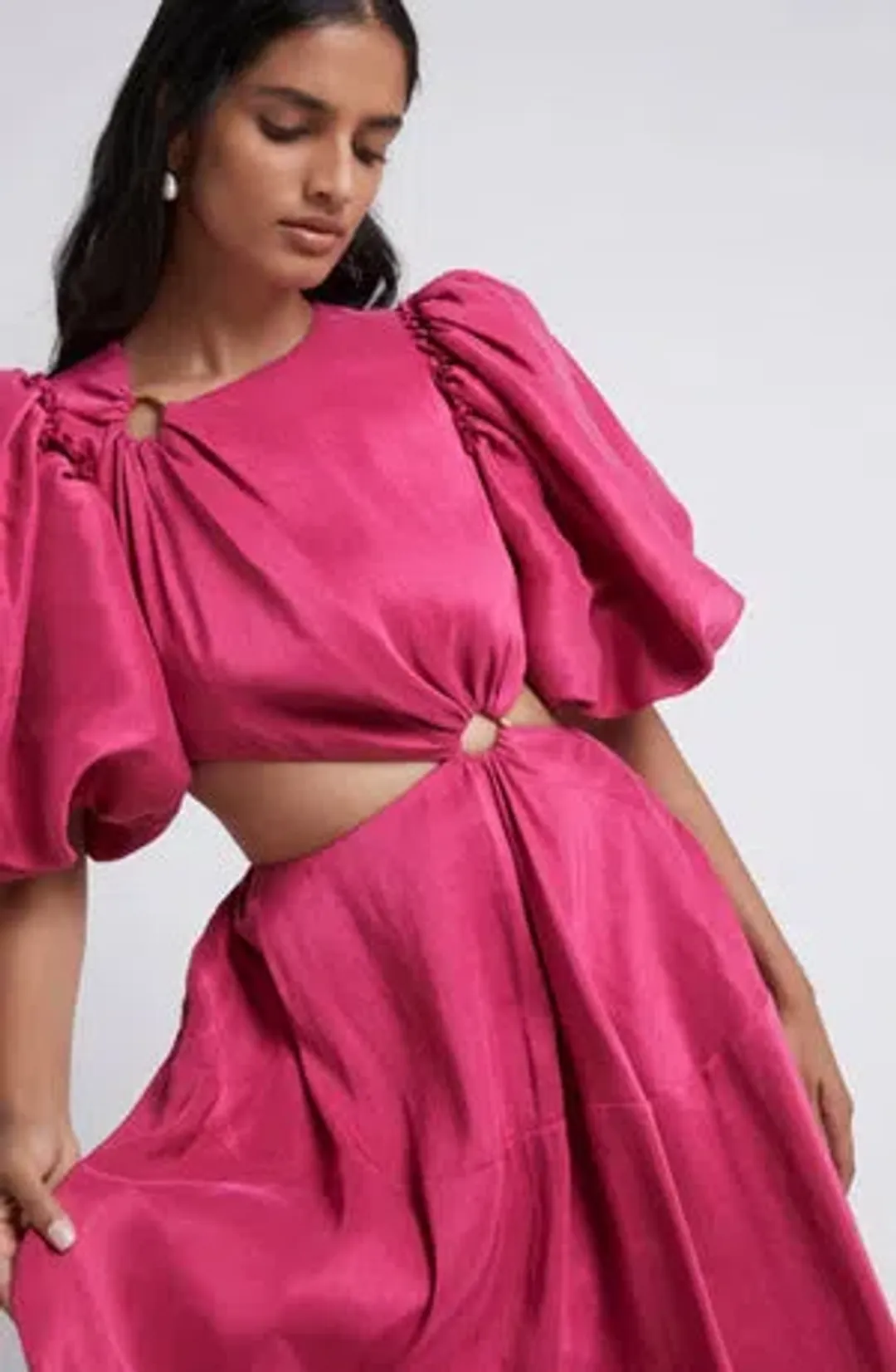  Aje Vanades Cut Out Ring Midi Dress Pink Size 6 for rent on The Volte - main image
