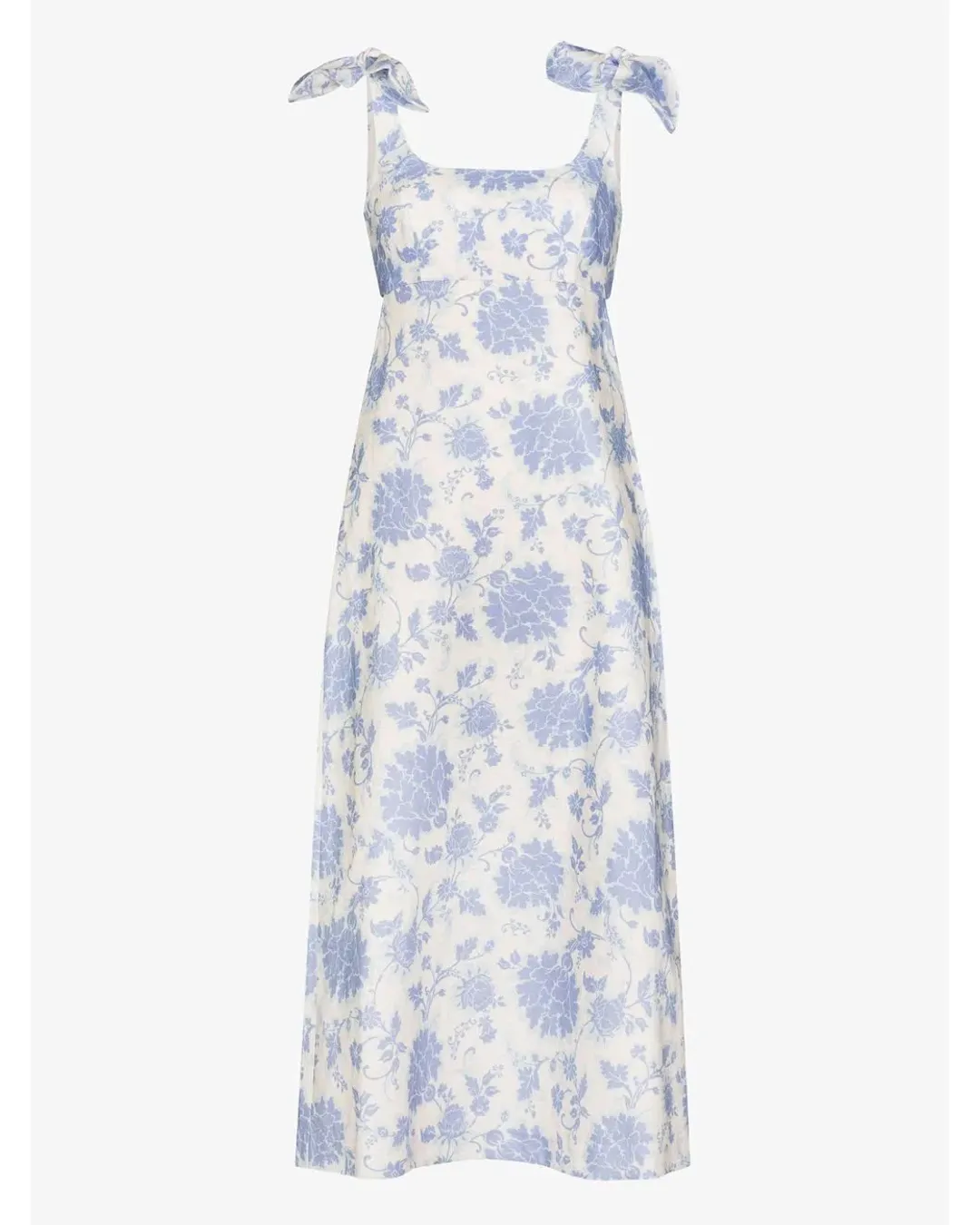 Zimmermann The Postcard Tie Shoulder Midi Dress Blue Tonal Floral Size 0 / AU 8 for rent on The Volte - main image