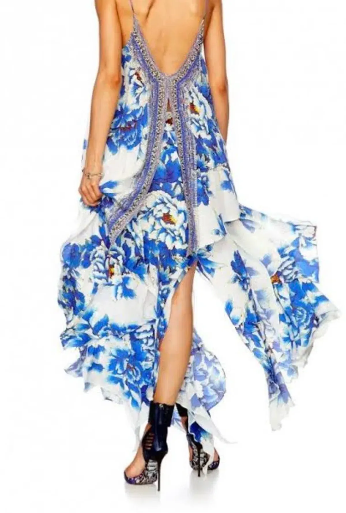 Camilla Ring of Roses Pleated Slip Dress Print Size 8 - Image 4