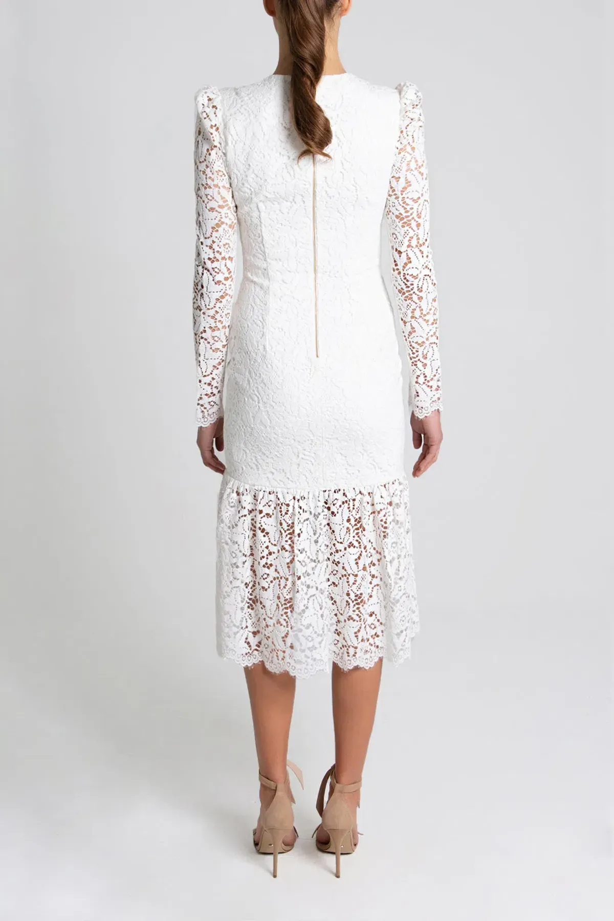 Rebecca Vallance Le Saint Ruched Lace Dress White Size 8 - Image 2