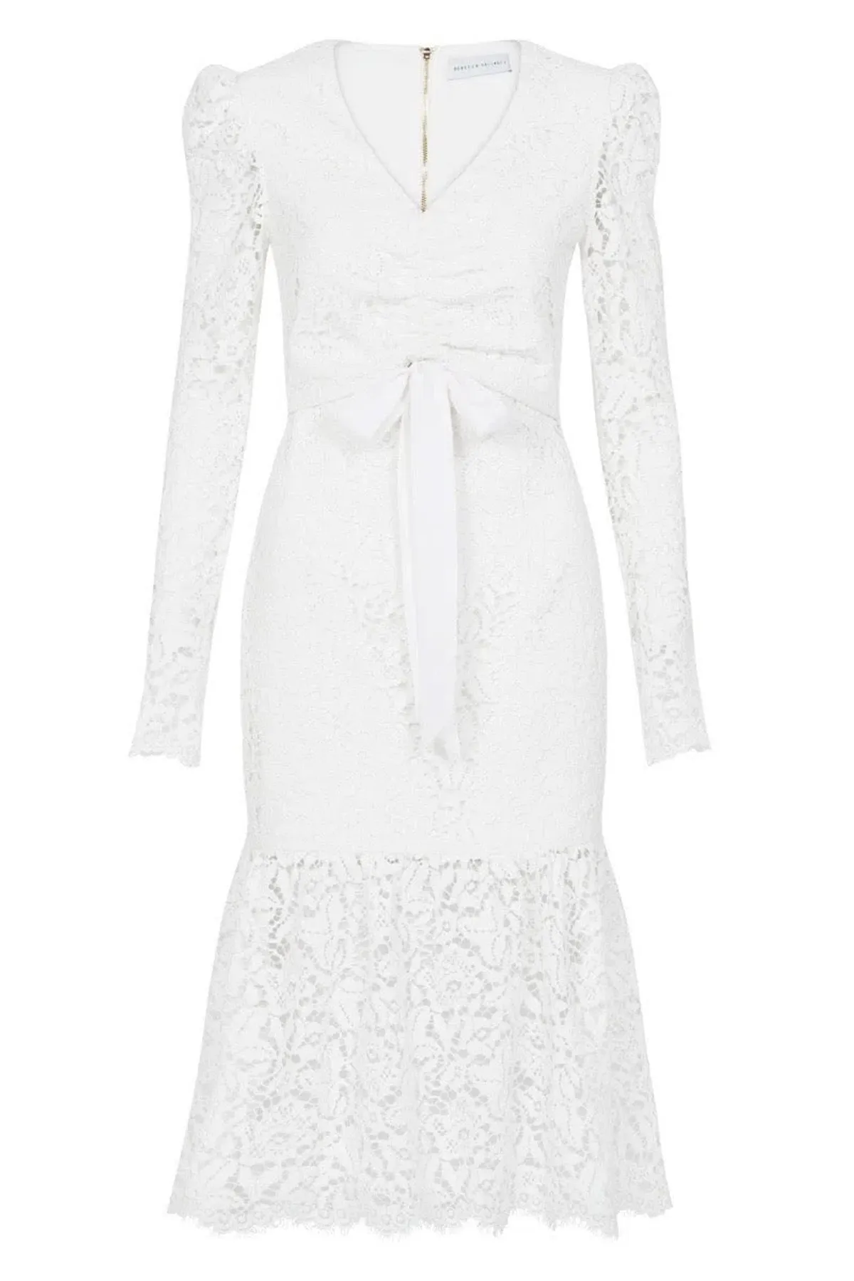 Rebecca Vallance Le Saint Ruched Lace Dress White Size 8 - Image 4