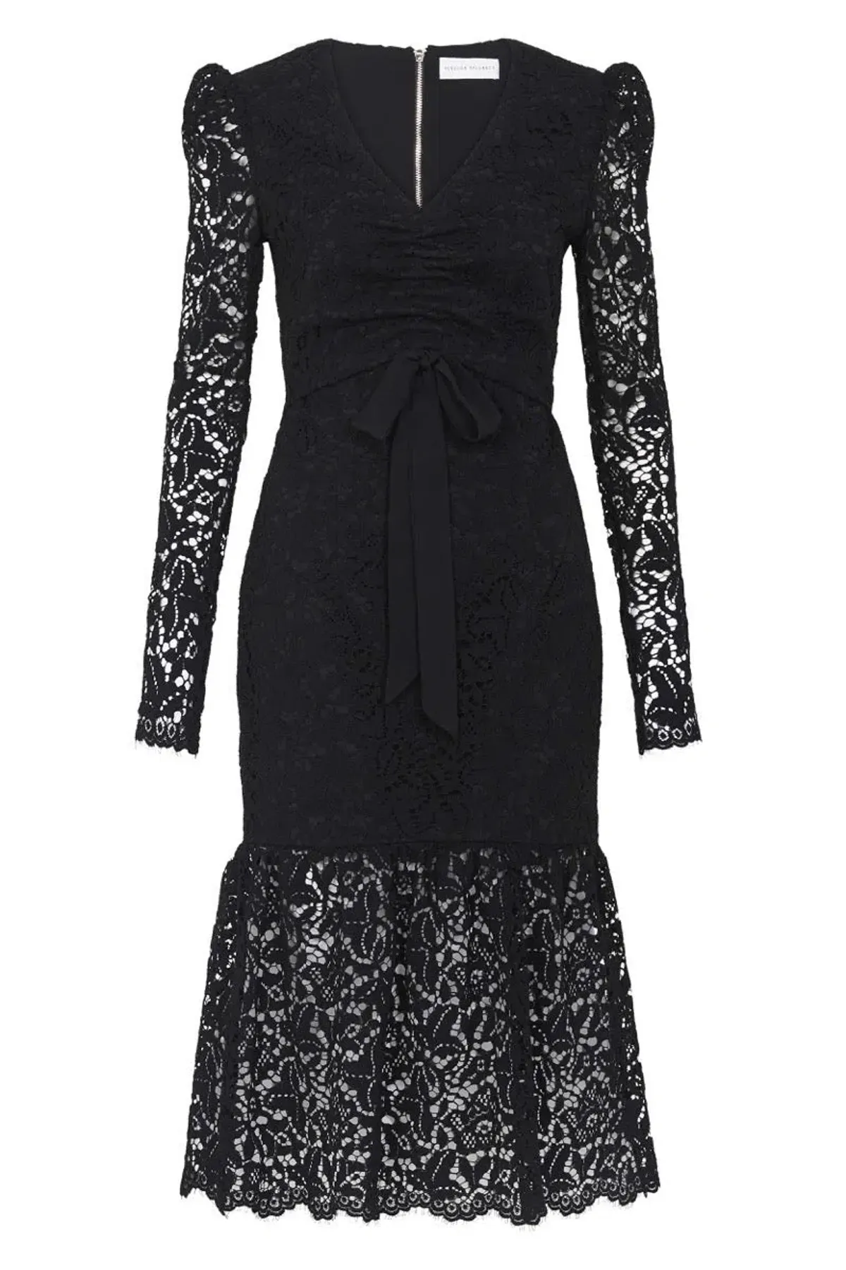 Rebecca Vallance Le Saint Ruched Lace Dress Black Size 6 - Image 4