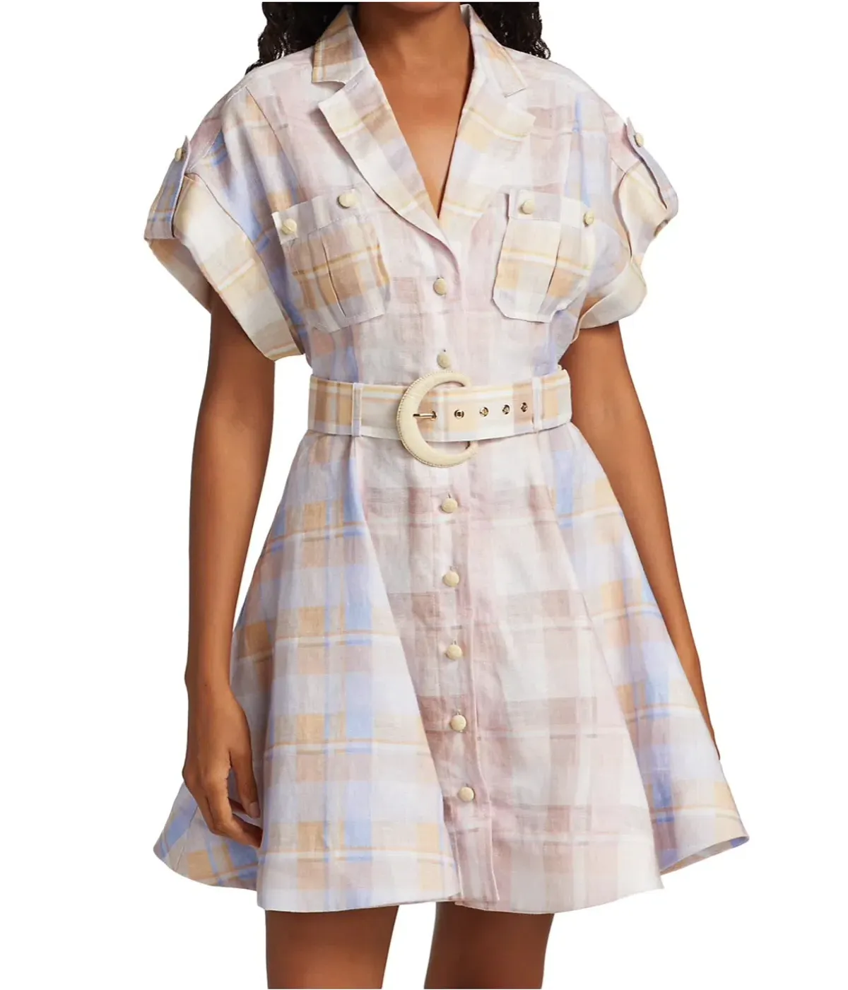 Zimmermann The Dancer Spliced Mini Dress in Multi Check  Size 8 - Image 1