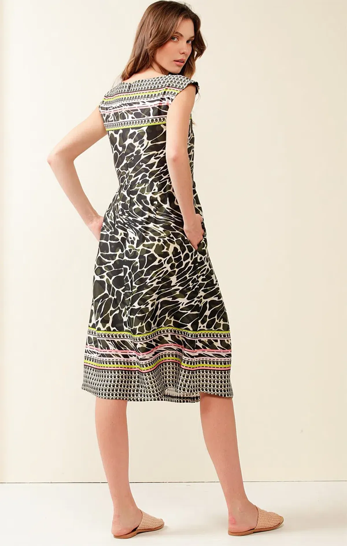 Sacha Drake Mt Cootha Cotton Cap Sleeve V Neck Dress Print Size 16 - Image 2